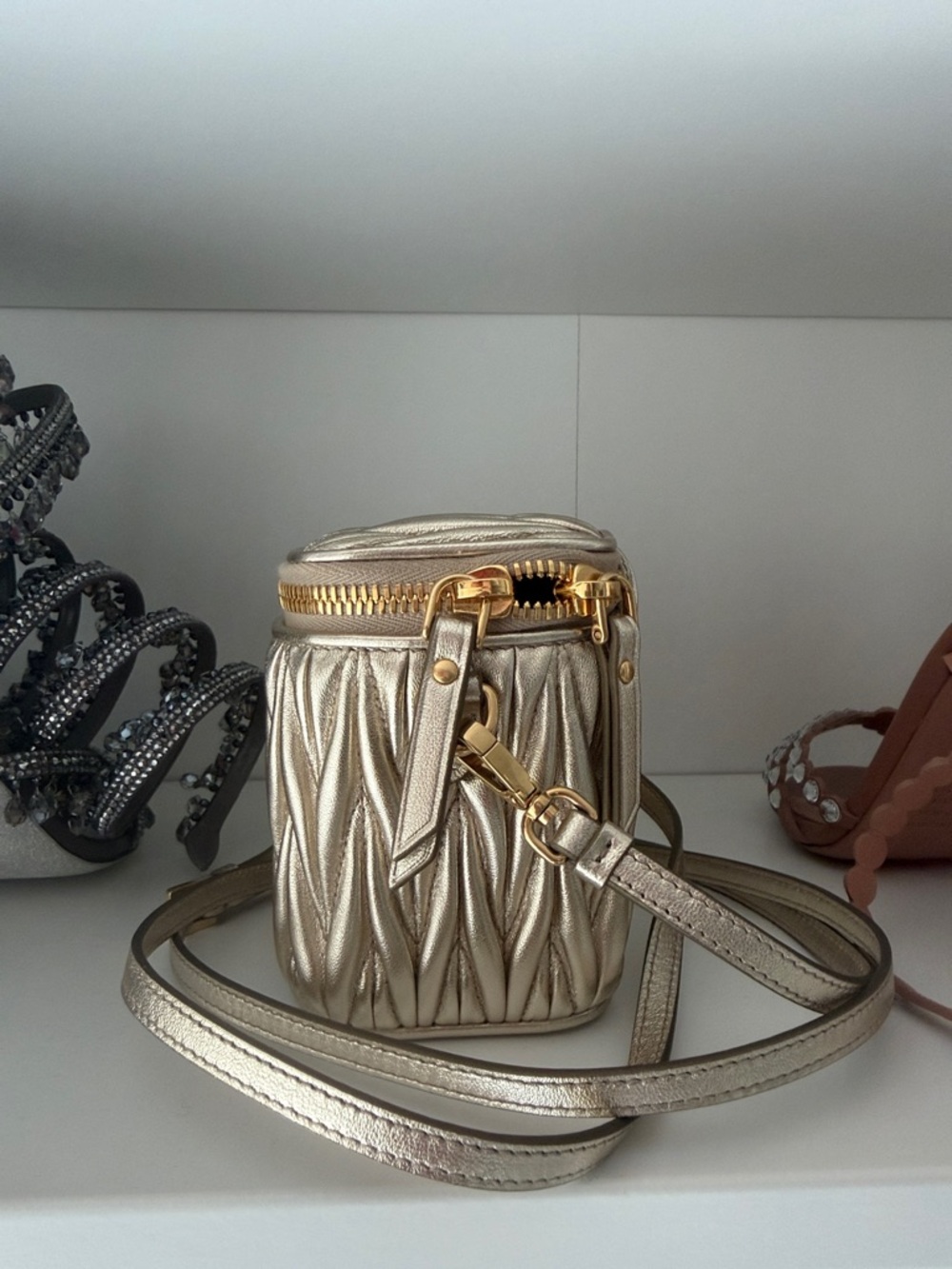 New Miu Miu Metallic Gold Mini Bag - Picture 2 of 14